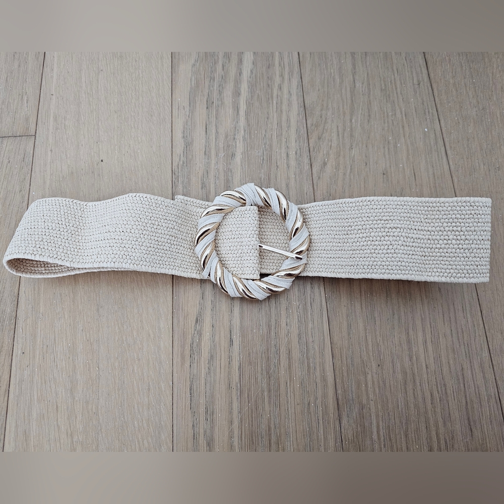 Beige Stretchy Summer Belt – Approx. 33 in